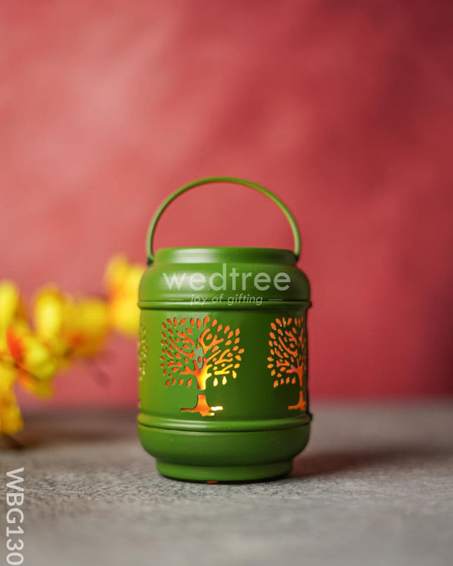 Tree Designed Cylindrical Votive With Handle - Wbg1307 Diyas & Candle Holders