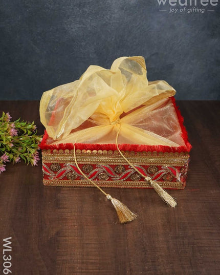 Trousseau Basket With Golden Lace Work - Set Of 3 Wl3068 Wedding Essentials