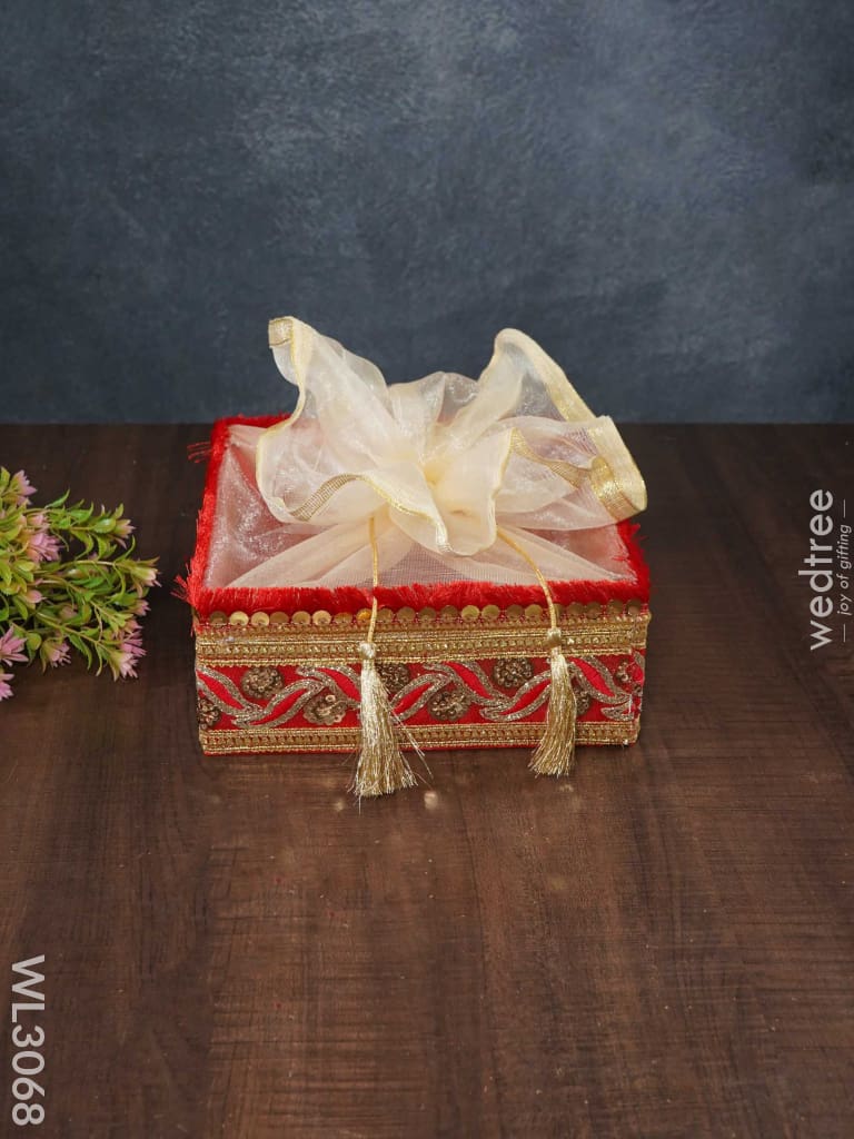 Trousseau Basket With Golden Lace Work - Set Of 3 Wl3068 Wedding Essentials
