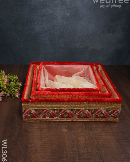 Trousseau Basket With Golden Lace Work - Set Of 3 Wl3068 Wedding Essentials