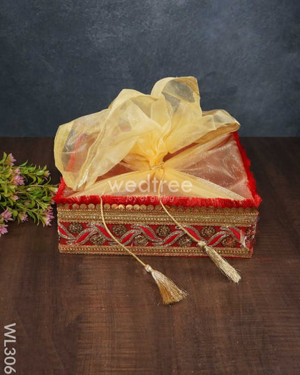 Trousseau Basket With Golden Lace Work - Set Of 3 Wl3068 Wedding Essentials