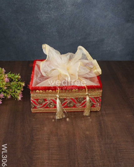 Trousseau Basket With Golden Lace Work - Set Of 3 Wl3068 Wedding Essentials