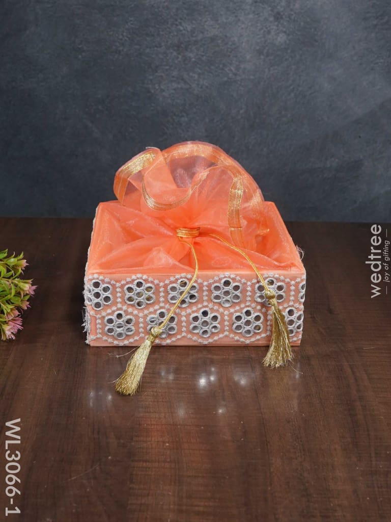 Trousseau Baskets With Embroidery And Mirror Work - Set Of 3 Wl3066 Wedding Essentials