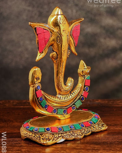 White Metal U Shaped Ganesha With Gold Finish - Wl0881