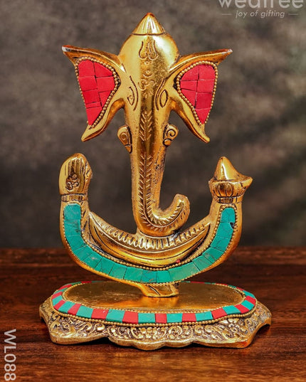 White Metal U Shaped Ganesha With Gold Finish - Wl0881