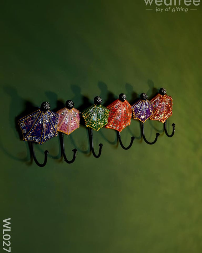 Umbrella Hanger With Hand Painted Stone Work - Wl0276 Metal Decor Hanging