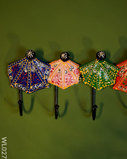 Umbrella Hanger With Hand Painted Stone Work - Wl0276 Metal Decor Hanging