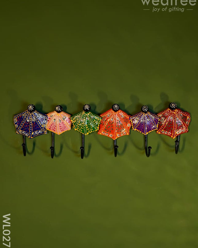 Umbrella Hanger With Hand Painted Stone Work - Wl0276 Metal Decor Hanging