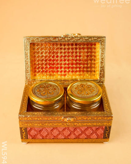 Velvet Dry Fruit Box with 2 Jar - WL5947 - Dry Fruit Box