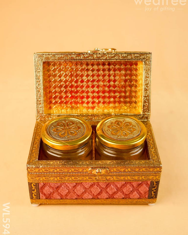 Velvet Dry Fruit Box with 2 Jar - WL5947 - Dry Fruit Box