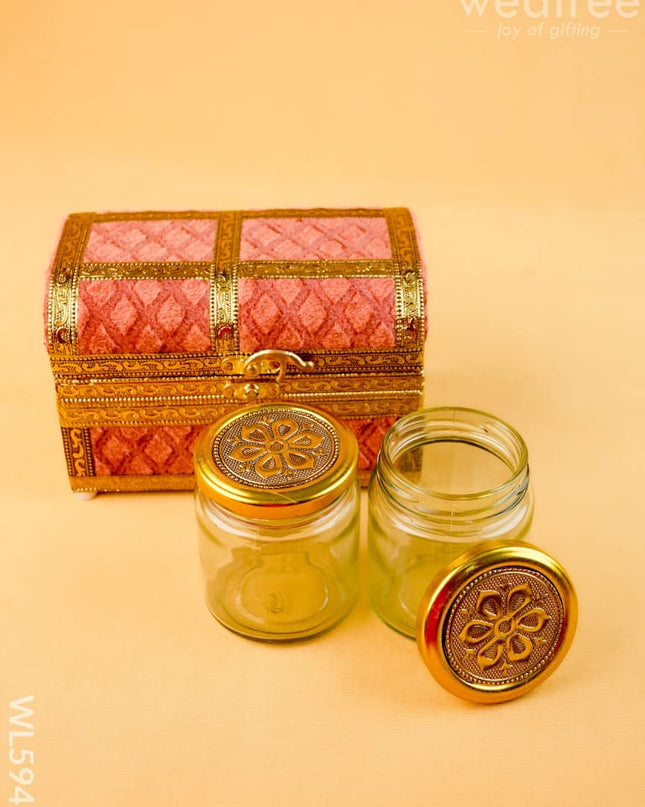 Velvet Dry Fruit Box with 2 Jar - WL5947 - Dry Fruit Box