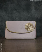 Velvet Envelope Clutch with Beads - Beige