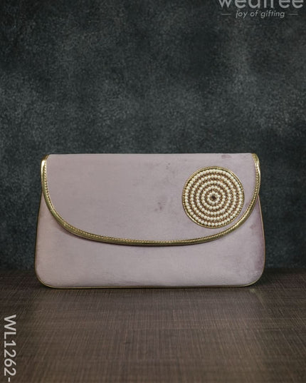 Velvet Envelope Clutch With Beads - Wl1262 Beige Clutches And Purses