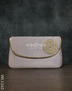 Velvet Envelope Clutch with Beads - Beige