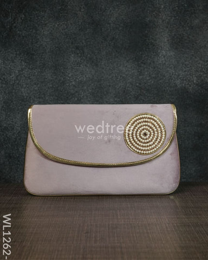 Velvet Envelope Clutch With Beads - Wl1262 Beige Clutches And Purses