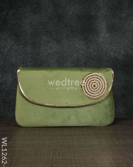 Velvet Envelope Clutch With Beads - Wl1262 Light Green Clutches And Purses