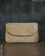 Velvet Envelope Clutch with Beads - Light Khaki Brown