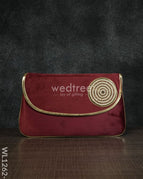 Velvet Envelope Clutch with Beads - Magenta