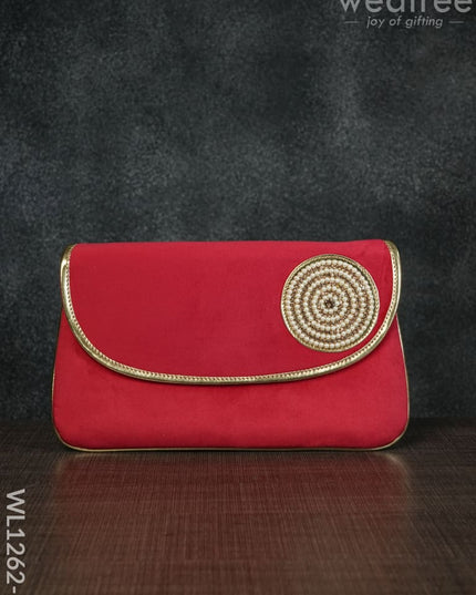 Velvet Envelope Clutch With Beads - Wl1262 Pink Clutches And Purses