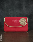 Velvet Envelope Clutch with Beads - Pink