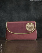 Velvet Envelope Clutch with Beads - Wine