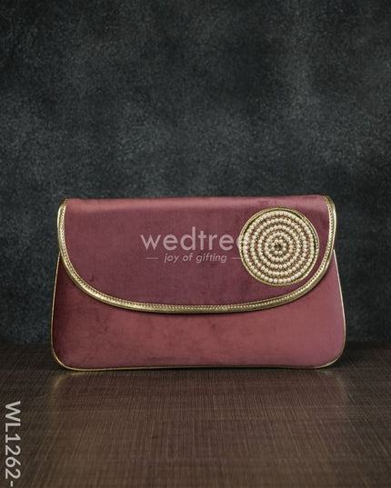 Velvet Envelope Clutch With Beads - Wl1262 Wine Clutches And Purses