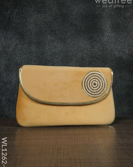 Velvet Envelope Clutch With Beads - Wl1262 Yellow Clutches And Purses