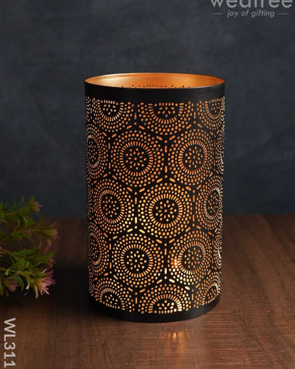 Votive In Black Matte Finish & Jhaali Pattern - Big Wl3117 Candles And Votives