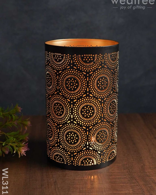 Votive In Black Matte Finish & Jhaali Pattern - Big Wl3117 Candles And Votives