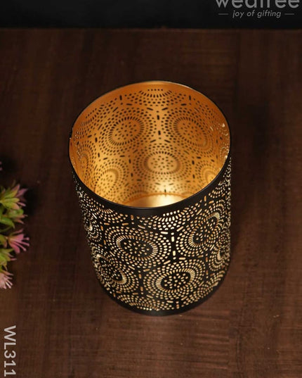 Votive In Black Matte Finish & Jhaali Pattern - Big Wl3117 Candles And Votives