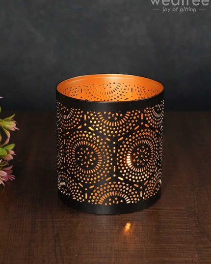Votive In Black Matte Finish & Jhaali Pattern - Wbg0963 Candles