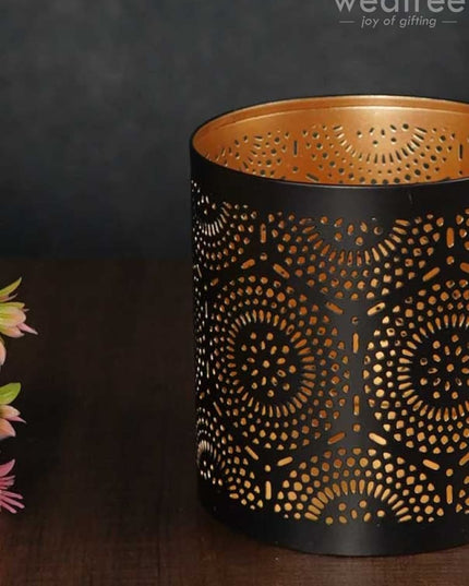 Votive In Black Matte Finish & Jhaali Pattern - Wbg0963 Candles