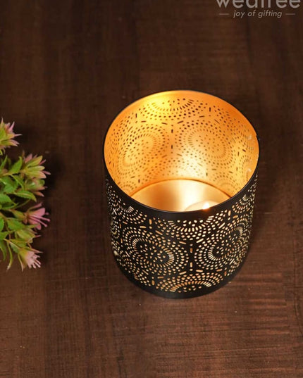 Votive In Black Matte Finish & Jhaali Pattern - Wbg0963 Candles