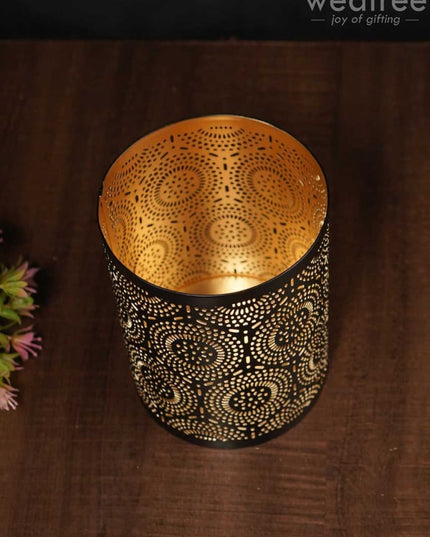 Votive In Black Matte Finish & Jhaali Pattern - Wbg0963 Candles