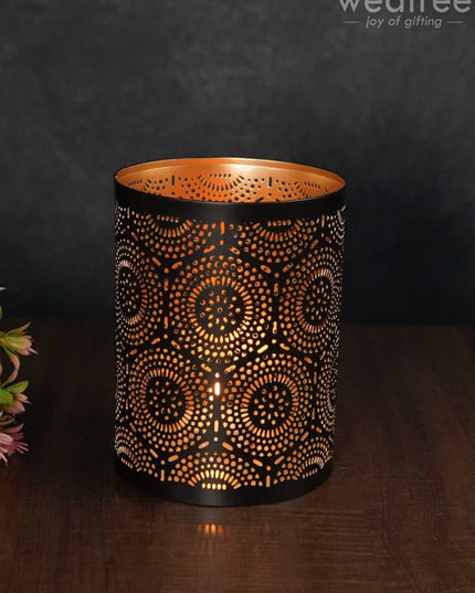 Votive In Black Matte Finish & Jhaali Pattern - Wbg0963 Candles