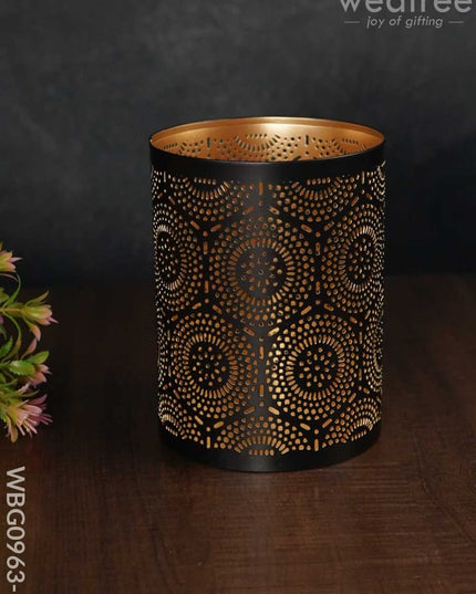 Votive In Black Matte Finish & Jhaali Pattern - Wbg0963 Medium Candles