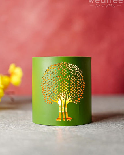 Votive With Tree Design - Wbg1305 Diyas & Candle Holders