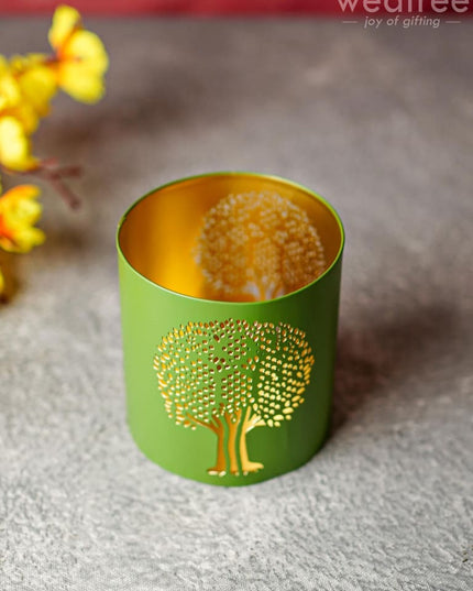 Votive With Tree Design - Wbg1305 Diyas & Candle Holders