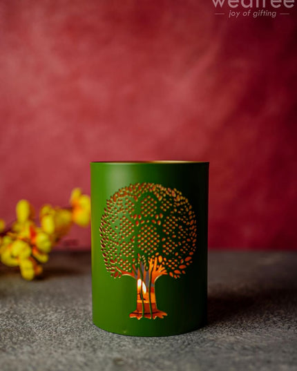 Votive With Tree Design - Wbg1305 Diyas & Candle Holders