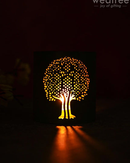 Votive With Tree Design - Wbg1305 Diyas & Candle Holders