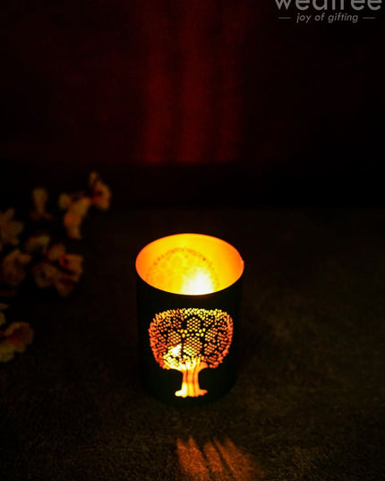 Votive With Tree Design - Wbg1305 Diyas & Candle Holders