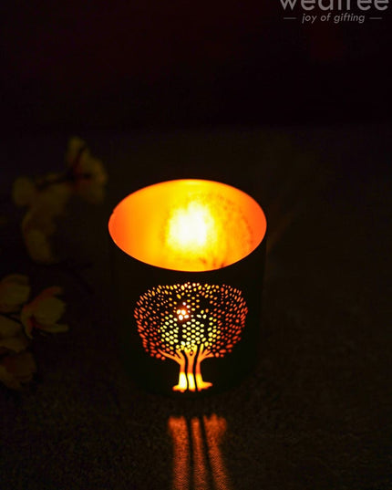 Votive With Tree Design - Wbg1305 Diyas & Candle Holders