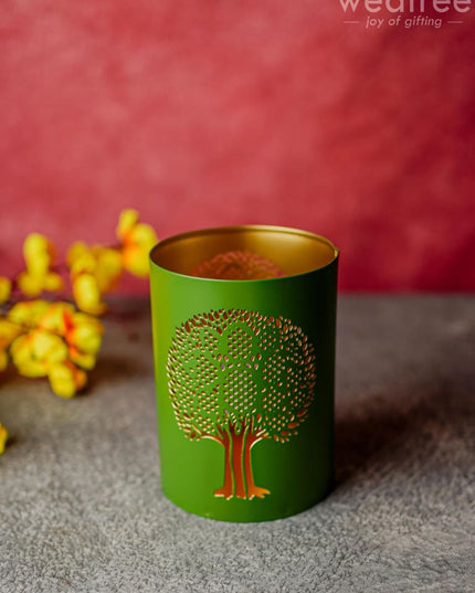 Votive With Tree Design - Wbg1305 Diyas & Candle Holders