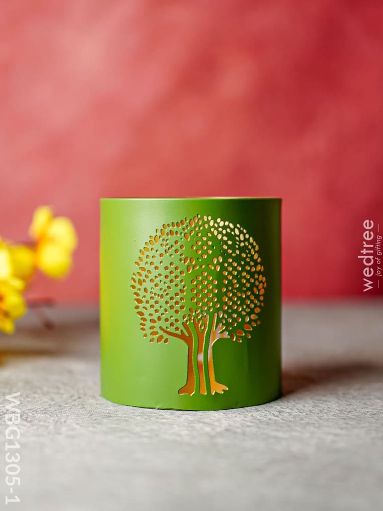 Votive With Tree Design - Wbg1305 Small Diyas & Candle Holders