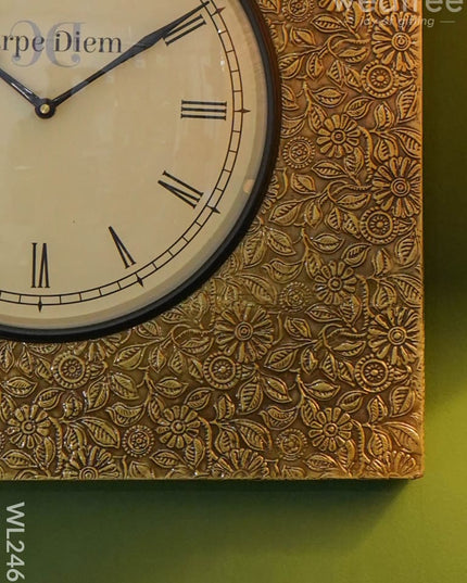 Wall Clock - Brass Square Embossed (16X16) Wl2461 Clocks