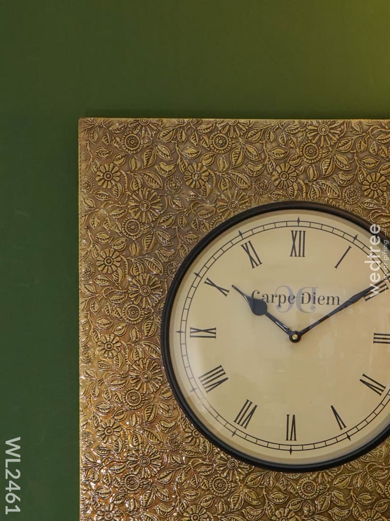 Wall Clock - Brass Square Embossed (16X16) Wl2461 Clocks