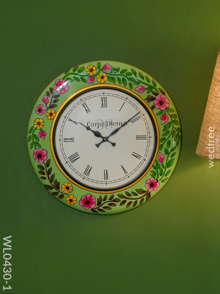 Wall Clock - Hand Painted Floral Design (18 Inch) Wl0430 1 Clocks