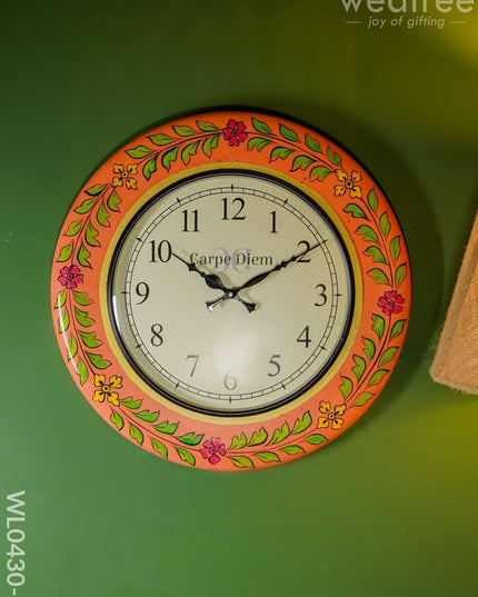 Wall Clock - Hand Painted Floral Design (18 Inch) Wl0430 2 Clocks