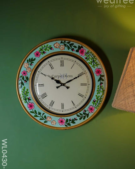 Wall Clock - Hand Painted Floral Design (18 Inch) Wl0430 3 Clocks