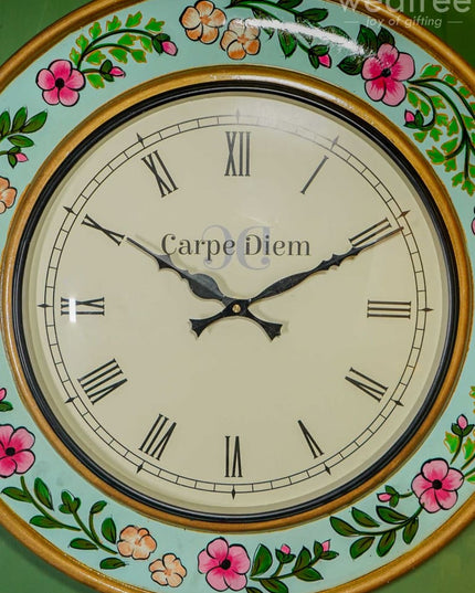 Wall Clock - Hand Painted Floral Design (18 Inch) Wl0430 Clocks